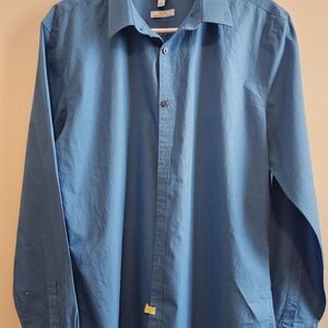 Calvin Klein Men's Casual Blue Button Down Shirt